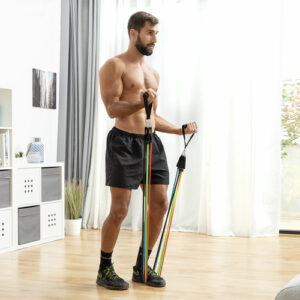 Set of Resistance Bands with Accessories and Exercise Guide Rebainer