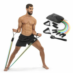 Set of Resistance Bands with Accessories and Exercise Guide Rebainer