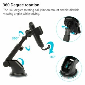 Qi Wireless Fast Charging Car Charger Mount Holder Stand 2 in 1 For