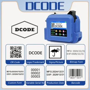 DCODE Blauw XMINI 12,7 mm draagbare mini draagbare thermische inkjetprinter Tekst QR Barcode Afbeelding Batchnummer Logo Datum Label Coder