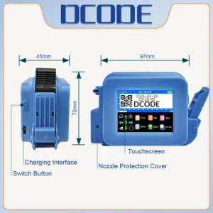 DCODE Blauw XMINI 12,7 mm draagbare mini draagbare thermische inkjetprinter Tekst QR Barcode Afbeelding Batchnummer Logo Datum Label Coder