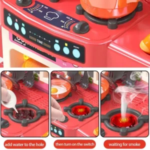 EPT 95cm Toys Family Kids Kitchen Toys Cooking Simulation Table Kitchen Set Children Play House Toys