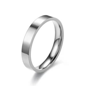 4Mm Eenvoud Platte Roestvrijstalen Ringen Japanse Koreaanse Mode Glanzend Titanium Stalen Vingerringen Voor Jeugdjongen Meisje Sieraden