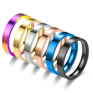 4Mm Eenvoud Platte Roestvrijstalen Ringen Japanse Koreaanse Mode Glanzend Titanium Stalen Vingerringen Voor Jeugdjongen Meisje Sieraden