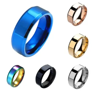 Mode Heren Zilver Kleur Zwart Roestvrij Staal Spiegel Ring Classic Metal Bruiloft Verlovingsring Voor Man Sieraden Band Ring