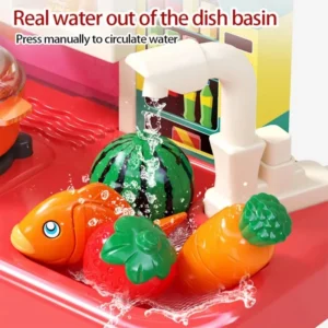 EPT 95cm Toys Family Kids Kitchen Toys Cooking Simulation Table Kitchen Set Children Play House Toys