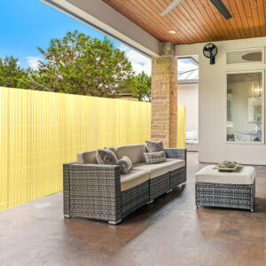 PVC Privacy Screen Mat with Cable Ties, Opaque Fence with Unbendable with ridge Design, Privacy & Wind Protective Screen Roll, Weatherproof Outdoor Fence for Garden, Balcony and Patio (Length:80cm - 180cm; Width:300cm/ 400cm/ 500 cm, Grey, Bamboo, Green, Brown)