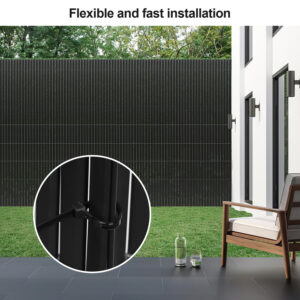 PVC Privacy Screen Mat with Cable Ties, Opaque Fence with Unbendable with ridge Design, Privacy & Wind Protective Screen Roll, Weatherproof Outdoor Fence for Garden, Balcony and Patio (Length:80cm - 180cm; Width:300cm/ 400cm/ 500 cm, Grey, Bamboo, Green, Brown)
