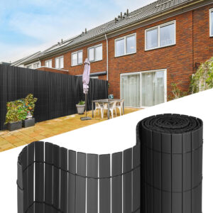 PVC Privacy Screen Mat with Cable Ties, Opaque Fence with Unbendable with ridge Design, Privacy & Wind Protective Screen Roll, Weatherproof Outdoor Fence for Garden, Balcony and Patio (Length:80cm - 180cm; Width:300cm/ 400cm/ 500 cm, Grey, Bamboo, Green, Brown)