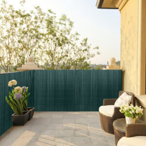 PVC Privacy Screen Mat with Cable Ties, Opaque Fence with Unbendable with ridge Design, Privacy & Wind Protective Screen Roll, Weatherproof Outdoor Fence for Garden, Balcony and Patio (Length:80cm - 180cm; Width:300cm/ 400cm/ 500 cm, Grey, Bamboo, Green, Brown)