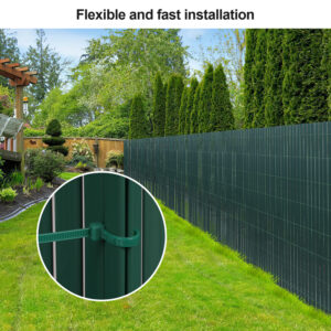 PVC Privacy Screen Mat with Cable Ties, Opaque Fence with Unbendable with ridge Design, Privacy & Wind Protective Screen Roll, Weatherproof Outdoor Fence for Garden, Balcony and Patio (Length:80cm - 180cm; Width:300cm/ 400cm/ 500 cm, Grey, Bamboo, Green, Brown)