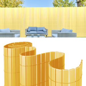 PVC Privacy Screen Mat with Cable Ties, Opaque Fence with Unbendable with ridge Design, Privacy & Wind Protective Screen Roll, Weatherproof Outdoor Fence for Garden, Balcony and Patio (Length:80cm - 180cm; Width:300cm/ 400cm/ 500 cm, Grey, Bamboo, Green, Brown)