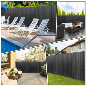 PVC Privacy Screen Mat with Cable Ties, Opaque Fence with Unbendable with ridge Design, Privacy & Wind Protective Screen Roll, Weatherproof Outdoor Fence for Garden, Balcony and Patio (Length:80cm - 180cm; Width:300cm/ 400cm/ 500 cm, Grey, Bamboo, Green, Brown)