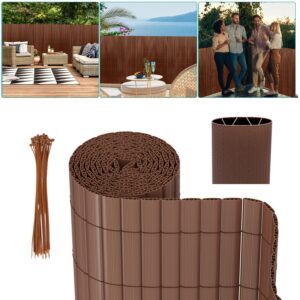 PVC Privacy Screen Mat with Cable Ties, Opaque Fence with Unbendable with ridge Design, Privacy & Wind Protective Screen Roll, Weatherproof Outdoor Fence for Garden, Balcony and Patio (Length:80cm - 180cm; Width:300cm/ 400cm/ 500 cm, Grey, Bamboo, Green, Brown)