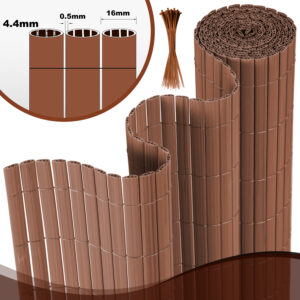 PVC Privacy Screen Mat with Cable Ties, Opaque Fence with Unbendable with ridge Design, Privacy & Wind Protective Screen Roll, Weatherproof Outdoor Fence for Garden, Balcony and Patio (Length:80cm - 180cm; Width:300cm/ 400cm/ 500 cm, Grey, Bamboo, Green, Brown)