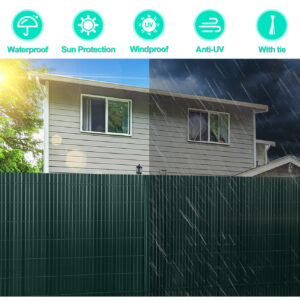 PVC Privacy Screen Mat with Cable Ties, Opaque Fence with Unbendable with ridge Design, Privacy & Wind Protective Screen Roll, Weatherproof Outdoor Fence for Garden, Balcony and Patio (Length:80cm - 180cm; Width:300cm/ 400cm/ 500 cm, Grey, Bamboo, Green, Brown)
