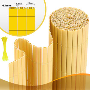 PVC Privacy Screen Mat with Cable Ties, Opaque Fence with Unbendable with ridge Design, Privacy & Wind Protective Screen Roll, Weatherproof Outdoor Fence for Garden, Balcony and Patio (Length:80cm - 180cm; Width:300cm/ 400cm/ 500 cm, Grey, Bamboo, Green, Brown)