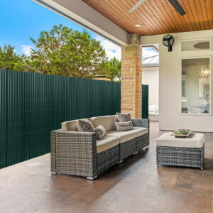 PVC Privacy Screen Mat with Cable Ties, Opaque Fence with Unbendable with ridge Design, Privacy & Wind Protective Screen Roll, Weatherproof Outdoor Fence for Garden, Balcony and Patio (Length:80cm - 180cm; Width:300cm/ 400cm/ 500 cm, Grey, Bamboo, Green, Brown)
