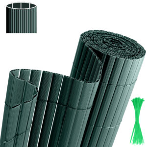 PVC Privacy Screen Mat with Cable Ties, Opaque Fence with Unbendable with ridge Design, Privacy & Wind Protective Screen Roll, Weatherproof Outdoor Fence for Garden, Balcony and Patio (Length:80cm - 180cm; Width:300cm/ 400cm/ 500 cm, Grey, Bamboo, Green, Brown)