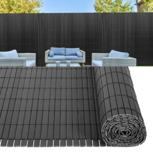 PVC Privacy Screen Mat with Cable Ties, Opaque Fence with Unbendable with ridge Design, Privacy & Wind Protective Screen Roll, Weatherproof Outdoor Fence for Garden, Balcony and Patio (Length:80cm - 180cm; Width:300cm/ 400cm/ 500 cm, Grey, Bamboo, Green, Brown)