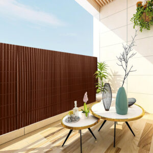 PVC Privacy Screen Mat with Cable Ties, Opaque Fence with Unbendable with ridge Design, Privacy & Wind Protective Screen Roll, Weatherproof Outdoor Fence for Garden, Balcony and Patio (Length:80cm - 180cm; Width:300cm/ 400cm/ 500 cm, Grey, Bamboo, Green, Brown)