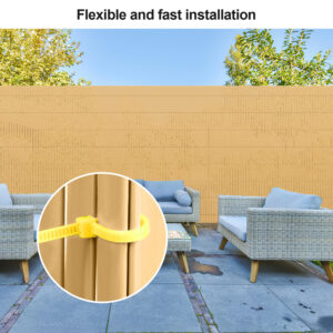 PVC Privacy Screen Mat with Cable Ties, Opaque Fence with Unbendable with ridge Design, Privacy & Wind Protective Screen Roll, Weatherproof Outdoor Fence for Garden, Balcony and Patio (Length:80cm - 180cm; Width:300cm/ 400cm/ 500 cm, Grey, Bamboo, Green, Brown)