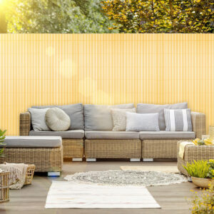 PVC Privacy Screen Mat with Cable Ties, Opaque Fence with Unbendable with ridge Design, Privacy & Wind Protective Screen Roll, Weatherproof Outdoor Fence for Garden, Balcony and Patio (Length:80cm - 180cm; Width:300cm/ 400cm/ 500 cm, Grey, Bamboo, Green, Brown)