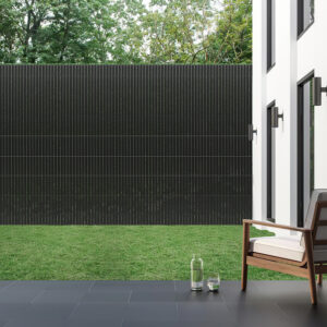 PVC Privacy Screen Mat with Cable Ties, Opaque Fence with Unbendable with ridge Design, Privacy & Wind Protective Screen Roll, Weatherproof Outdoor Fence for Garden, Balcony and Patio (Length:80cm - 180cm; Width:300cm/ 400cm/ 500 cm, Grey, Bamboo, Green, Brown)