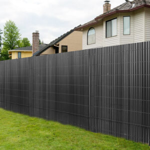 PVC Privacy Screen Mat with Cable Ties, Opaque Fence with Unbendable with ridge Design, Privacy & Wind Protective Screen Roll, Weatherproof Outdoor Fence for Garden, Balcony and Patio (Length:80cm - 180cm; Width:300cm/ 400cm/ 500 cm, Grey, Bamboo, Green, Brown)