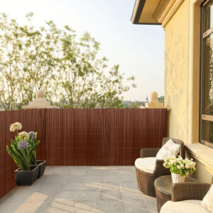 PVC Privacy Screen Mat with Cable Ties, Opaque Fence with Unbendable with ridge Design, Privacy & Wind Protective Screen Roll, Weatherproof Outdoor Fence for Garden, Balcony and Patio (Length:80cm - 180cm; Width:300cm/ 400cm/ 500 cm, Grey, Bamboo, Green, Brown)