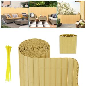 PVC Privacy Screen Mat with Cable Ties, Opaque Fence with Unbendable with ridge Design, Privacy & Wind Protective Screen Roll, Weatherproof Outdoor Fence for Garden, Balcony and Patio (Length:80cm - 180cm; Width:300cm/ 400cm/ 500 cm, Grey, Bamboo, Green, Brown)