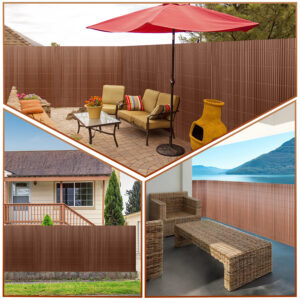 PVC Privacy Screen Mat with Cable Ties, Opaque Fence with Unbendable with ridge Design, Privacy & Wind Protective Screen Roll, Weatherproof Outdoor Fence for Garden, Balcony and Patio (Length:80cm - 180cm; Width:300cm/ 400cm/ 500 cm, Grey, Bamboo, Green, Brown)