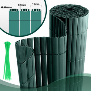 PVC Privacy Screen Mat with Cable Ties, Opaque Fence with Unbendable with ridge Design, Privacy & Wind Protective Screen Roll, Weatherproof Outdoor Fence for Garden, Balcony and Patio (Length:80cm - 180cm; Width:300cm/ 400cm/ 500 cm, Grey, Bamboo, Green, Brown)
