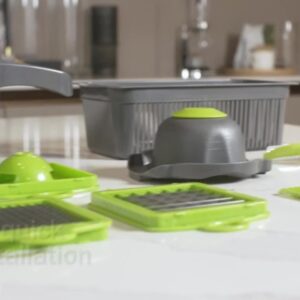 16-in-1 Vegetable and Onion Chopper, Multifunctional Food Grade Cutting Machine with Drain Basket, Carrot and Garlic Chopper with Container - Ideal for Home and Restaurant Use, Kitchen Essentials|Modern Kitchen Tool|Durable Plastic Construction