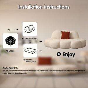 200.66 cm modern cloud shaped compression sofa, packaged in a box - no assembly required, soft ice fleece fabric&memory sponge filling pad, ergonomic support, non slip base, suitable for living rooms, bedrooms, and small space apartments