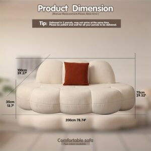 200.66 cm modern cloud shaped compression sofa, packaged in a box - no assembly required, soft ice fleece fabric&memory sponge filling pad, ergonomic support, non slip base, suitable for living rooms, bedrooms, and small space apartments