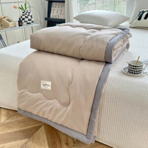 Ultra-Soft Lightweight All-Season Comforter - 100% Polyester, Machine Washable, Breathable & Light Beige-Friendly, Contemporary Style with Fantasy Pattern & Applique Trim for Bedroom, Sofa, Camping, Travel, Sofa Throw, Stylish Bedding, Microfiber Filling