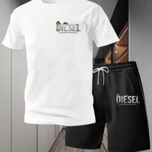 Men'S New Daily Comfortable Two-Piece Set, Including Short-Sleeved Shirt And Shorts, Perfect Choice