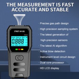 New Model High-Precision Portable Breathalyzer with 8-Core Sensor & Voice Alerts - Instant BAC Results, Digital LCD Display, Compact Alcohol Tester for Drivers, Car, Travel, Home Safety (AAA Battery Powered), Travel Safety Gadget, Professionalgrade Device, Durable Plastic Casing