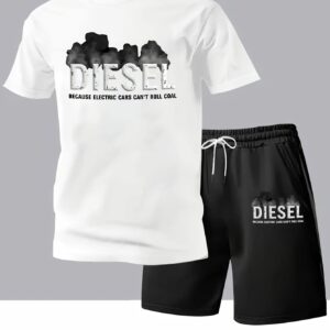 Men'S New Daily Comfortable Two-Piece Set, Including Short-Sleeved Shirt And Shorts, Perfect Choice