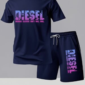 Men'S New Daily Comfortable Two-Piece Set, Including Short-Sleeved Shirt And Shorts, Perfect Choice