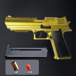 Golden Desert Eagle Toy Pistol, Automatic Ejection No Power Required Silvery Handgun Toy, Role-Playing Props, Soldier Pretend Play Outdoor Gun