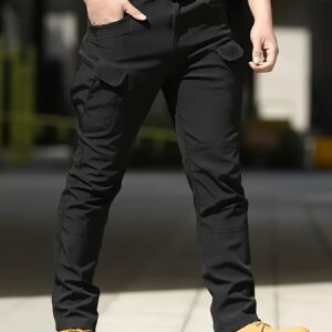 Men'S Tactical Cargo Pants with Multiple Pockets - Durable Polyester and Spandex Blend, Machine Washable, Stretch Fabric, Olive Green, Perfect for Outdoor Activities and Casual Wear, Work Pants