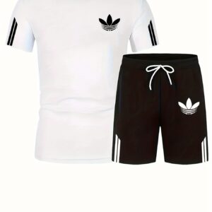 Men'S Fashion Round Neck Short Sleeve Set, Popular T-Shirt Top and Shorts in Europe and America, Spanish Style Outfit