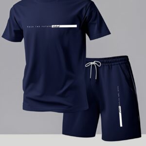 Men'S New Daily Comfortable Two-Piece Set, Including Short-Sleeved Shirt And Shorts, Perfect Choice