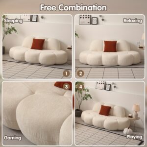200.66 cm modern cloud shaped compression sofa, packaged in a box - no assembly required, soft ice fleece fabric&memory sponge filling pad, ergonomic support, non slip base, suitable for living rooms, bedrooms, and small space apartments