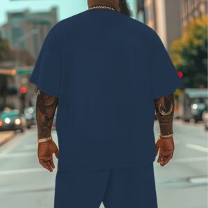 Plus Size Men'S Paris Print Short Sleeve T-Shirt & Shorts Set - Casual Sporty Outfit, Beige with Red Stroke Detail, Polyester Blend, Perfect for Spring & Summer, Ideal Gift