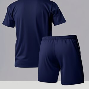 Diesel Letter Print Men's Short Sleeve T-Shirt and Belted Shorts Set, Casual Sporty Regular Fit Top & Pants Outfit for Spring/Summer