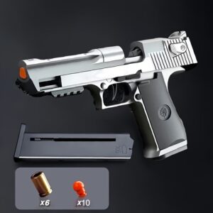 Golden Desert Eagle Toy Pistol, Automatic Ejection No Power Required Silvery Handgun Toy, Role-Playing Props, Soldier Pretend Play Outdoor Gun