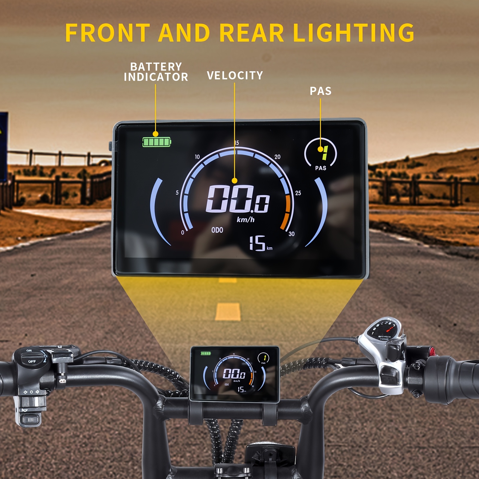 EU Hot-Selling C80 20-Inch Electric Bicycle 48V15Ah Lithium Battery Dual Disc Brakes 7 Speeds Front Shock Absorber Anti-Theft Alarm Fat Tire Off-Road Commuting Snow Outdoor Black And Brown 150Kg Load 40-60Km Range